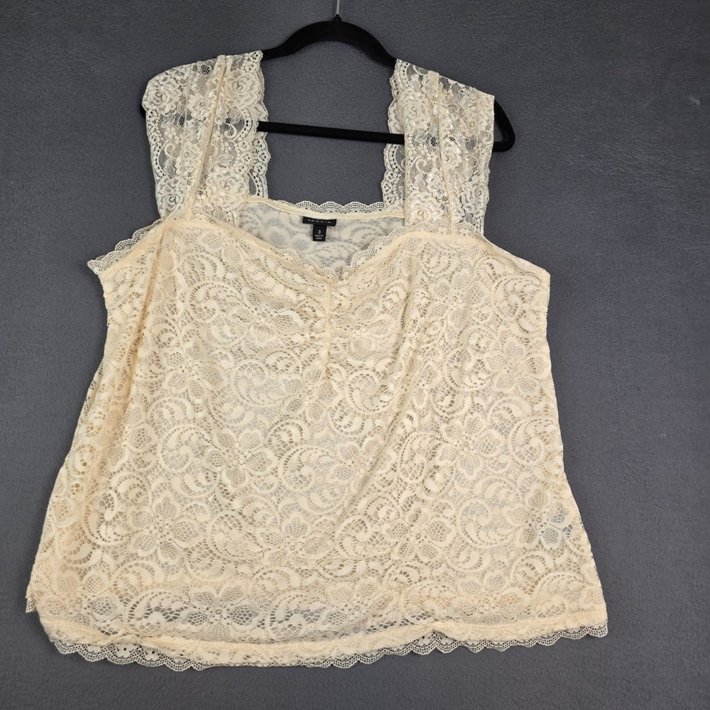 Torrid Lace Tank Top Women 3 Beige Floral Scalloped Trim Sleeveless 3X Coquette